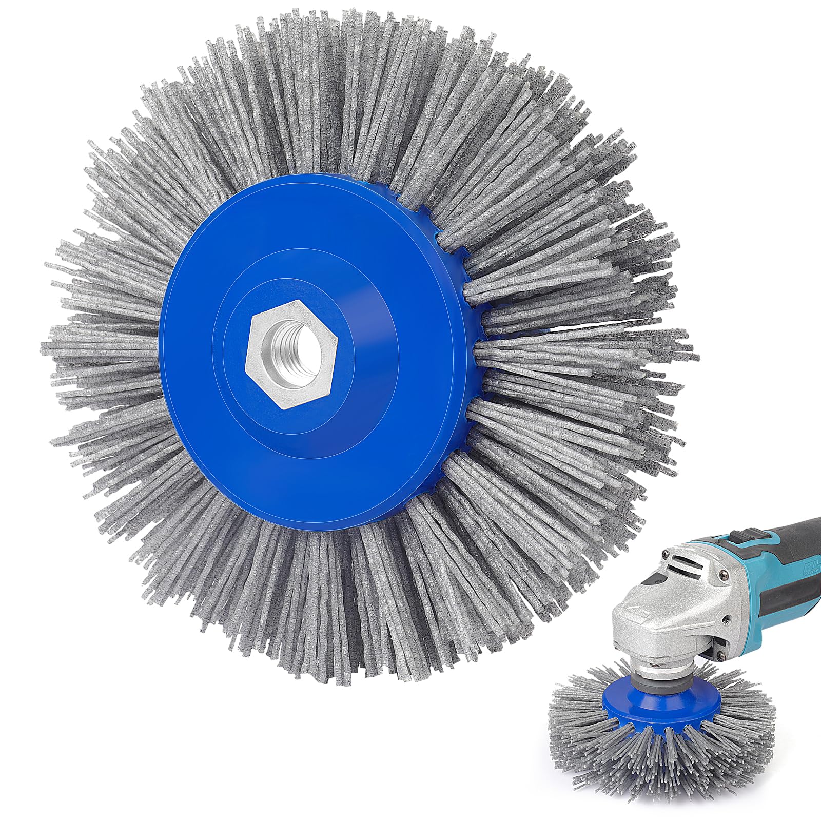 Brosse Abrasive 60 Grains 150mm Brosse En Nylon Brosse Métallique Brosse De Polissage Pour Polisseuse Satinée Brosse à Poils M14