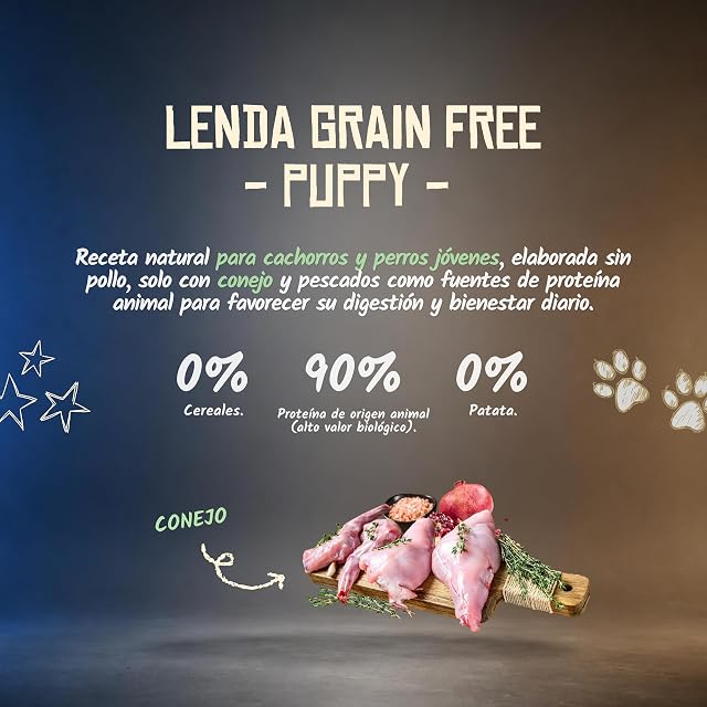 Foto 3 de 7 de Lenda Grain Free Puppy 2kg - Pienso Conejo y Pescado Hipoalergenico para Cachorro Sin Cereales