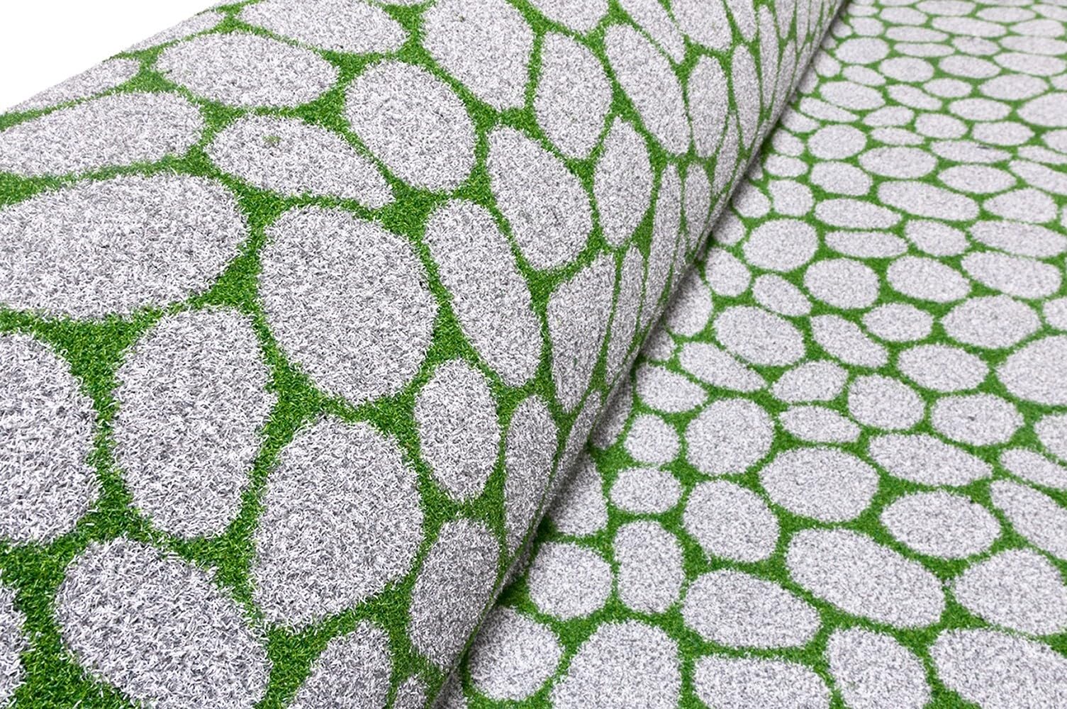 Herbe synthétique effet pierres pierres, tapis de sol pelouse synthétique galets drainant 1 x 15 m
