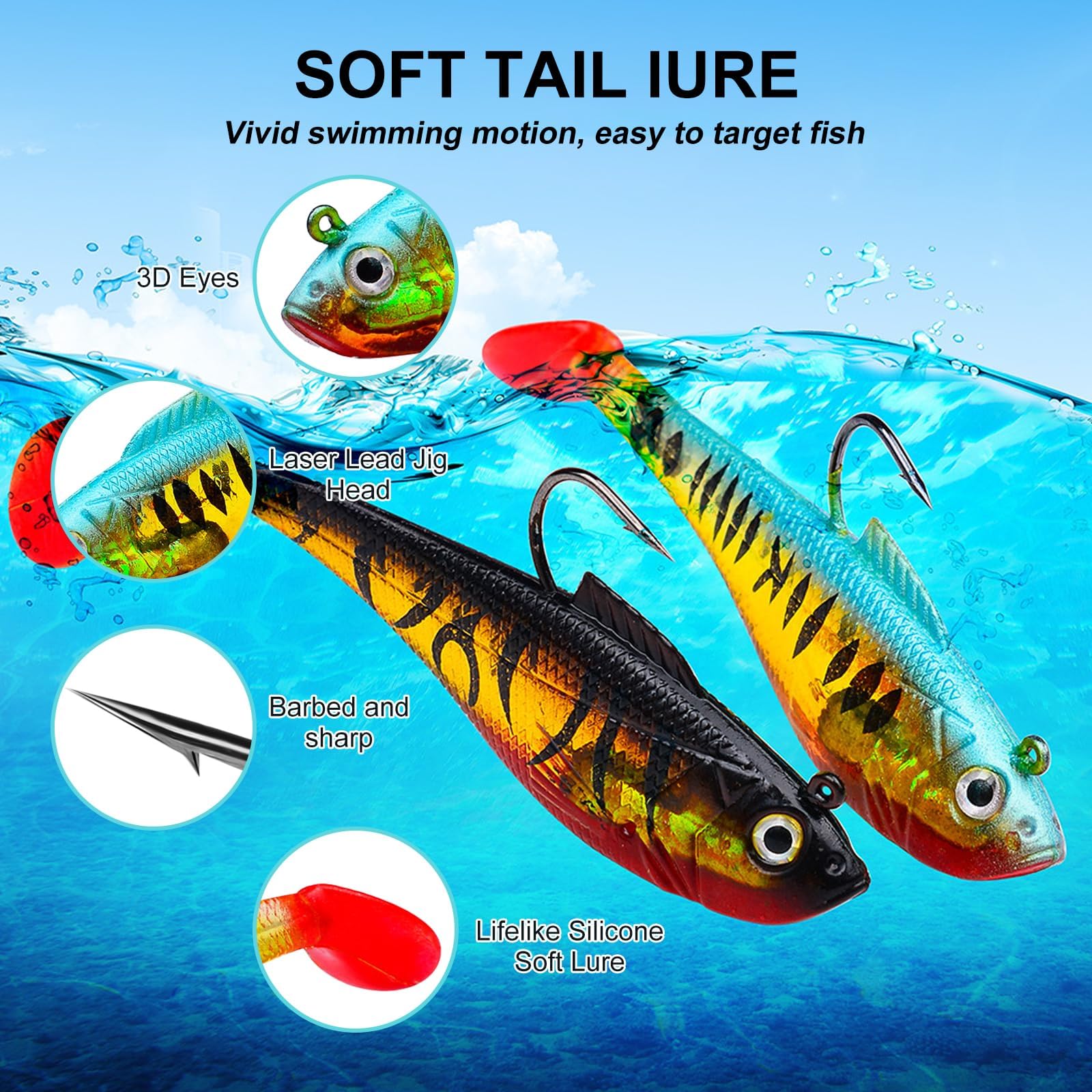 5 sztuk miękkich przynęt, sztucznych spinningów morskich, Minnow Spinning Sea, silikon, łatwy w użyciu, symulowany design, wielokrotnego użytku, nadaje się do wszystkich rodzajów ryb (11 cm)