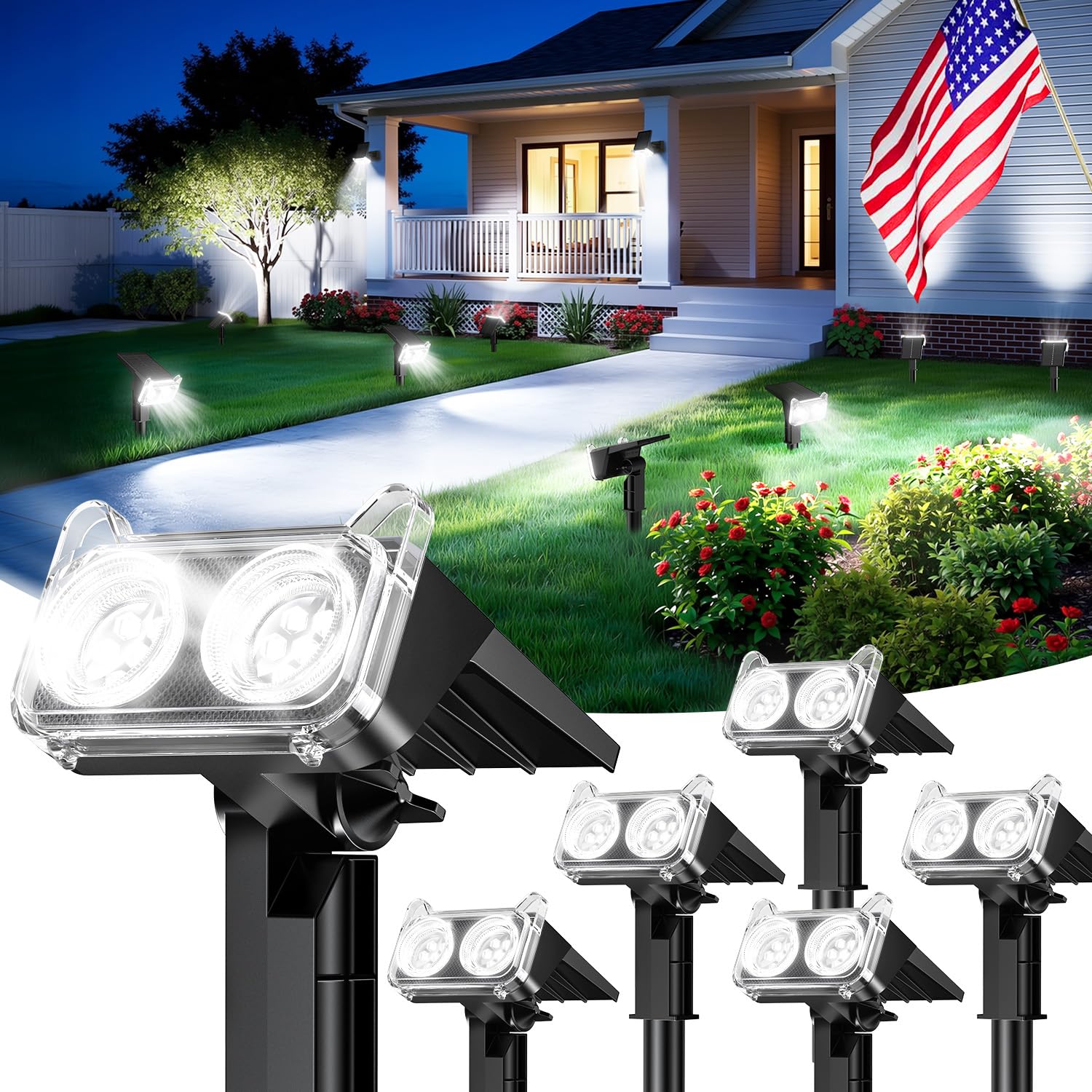 LETMY Solar Lights Outdoor Waterproof IP65 6 Pack