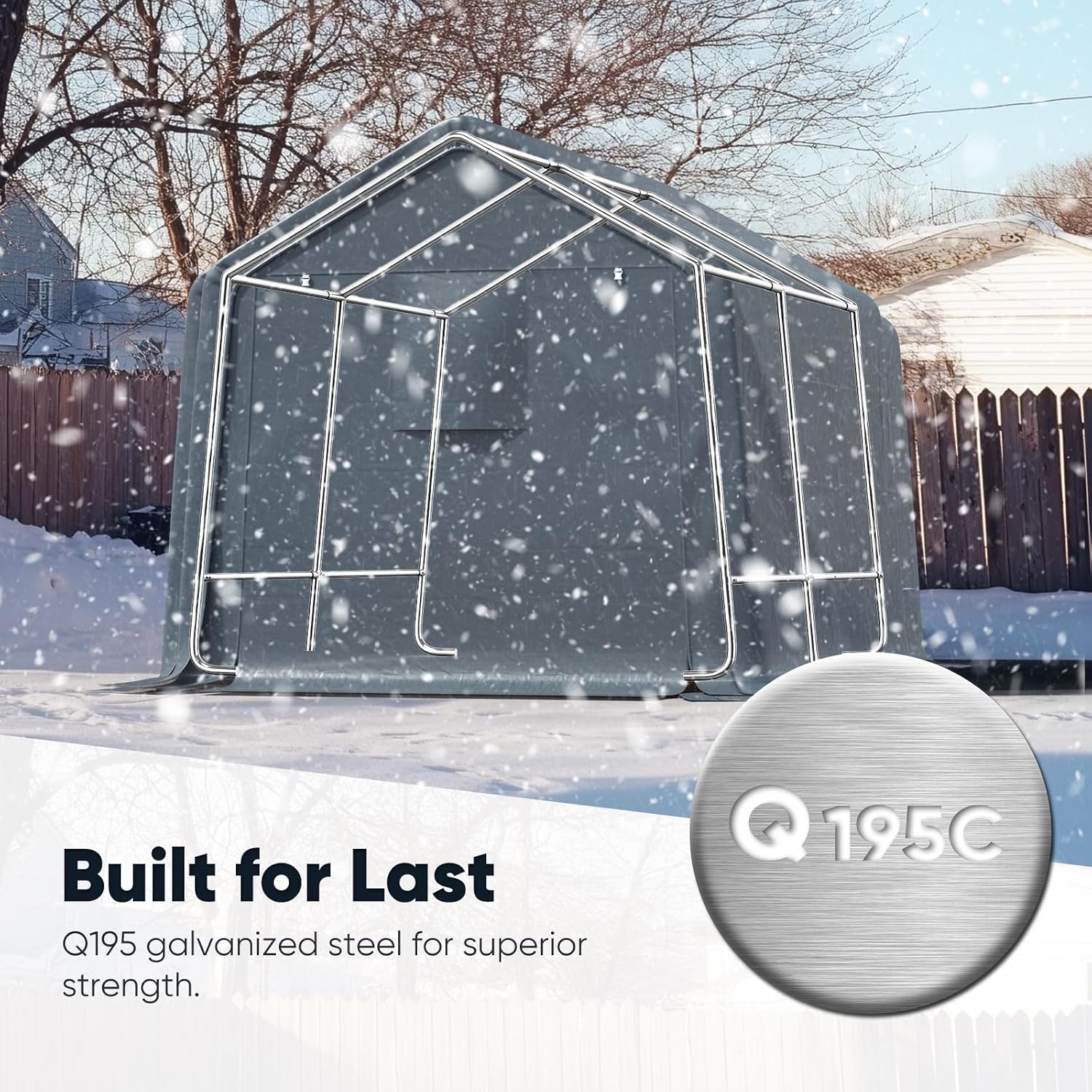 Quictent 8x10FT Carport Shelter Storage Shed with Roll-Up Mesh Windows, Heavy Duty Portable Garage for Motorcycle, ATV, Garden Tools Waterproof Storage Tent with Reinforced Frame, Dark Gray