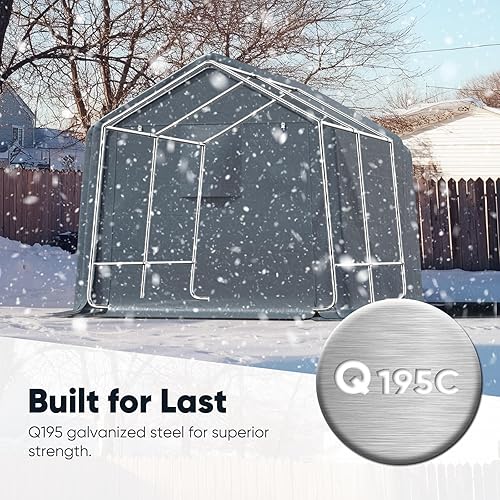 Miniatura 9 de Quictent Cochera de 6 x 6 pies con ventanas enrollables ventiladas, refugio de garaje portátil resistente, refugio de almacenamiento para