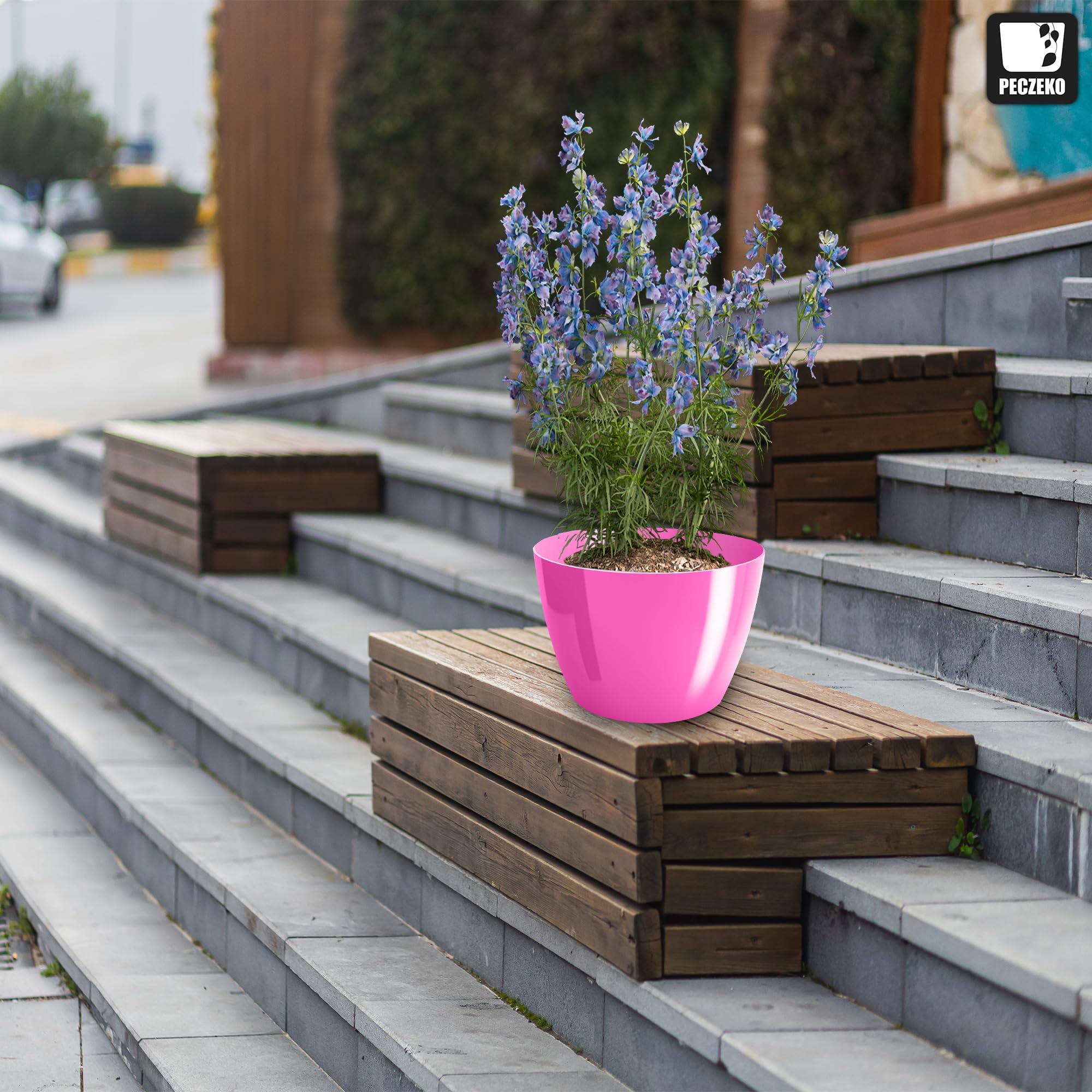 Macetas Brillantes Macetas Decorativas Hierbas Macetas Redondas de plástico duraderas y Ligeras para salón, Comedor, Cocina, terraza, balcón Juego de 2 Piezas (Antracita, diámetro 16 cm) — view 68