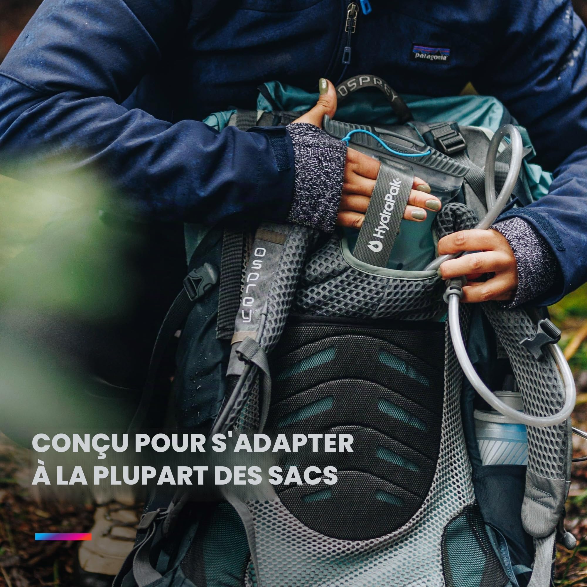 Réservoir d'eau HydraPak (1,5 L, 2 L, 3 L) - Poche à Eau Compatible avec la Plupart des Sacs à Dos – Valve à débit élevé, étanche, résistante et Lavable au Lave-Vaisselle