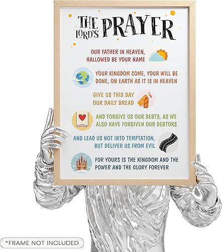 Miniatura 3 de EXCOOL CLUB Decoración de pared con texto en inglés «The Lords Praying», 12 x 16 pulgadas, impresión artística de oración de Nuestro Padre Señores,