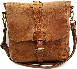 Bayside BS 547 borsa zaino fibbia vitello vintage cuoio rock -MADE IN ITALY-