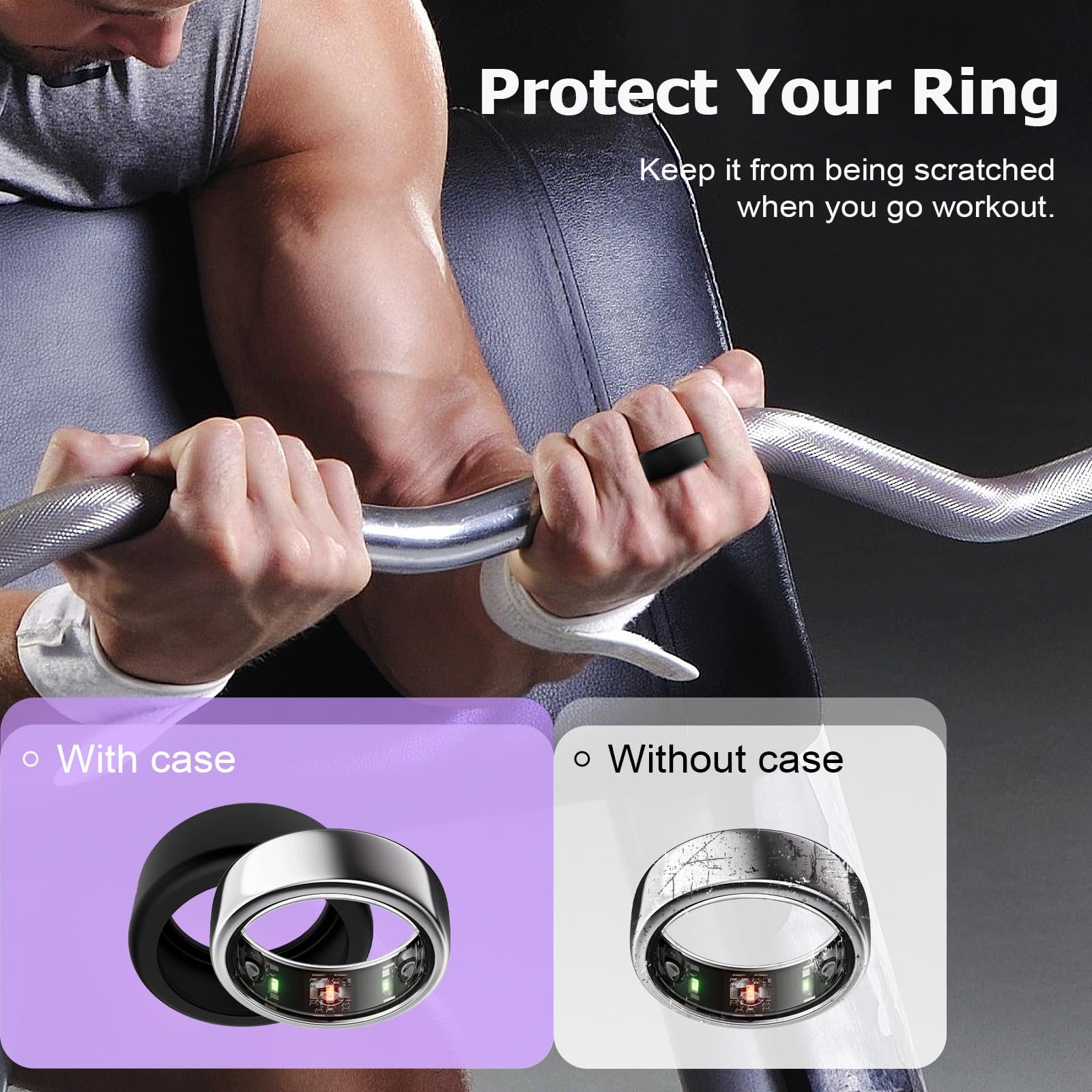 TiMOVO Silikonowe etui pierścieniowe kompatybilne z Gen 3, Oura Ring 4, Samsung Galaxy Ring, Ultrahuman Ring AIR, RingConn, etui pasuje do wszystkich, uniwersalne pierścionki w rozmiarze 6-14, czarny