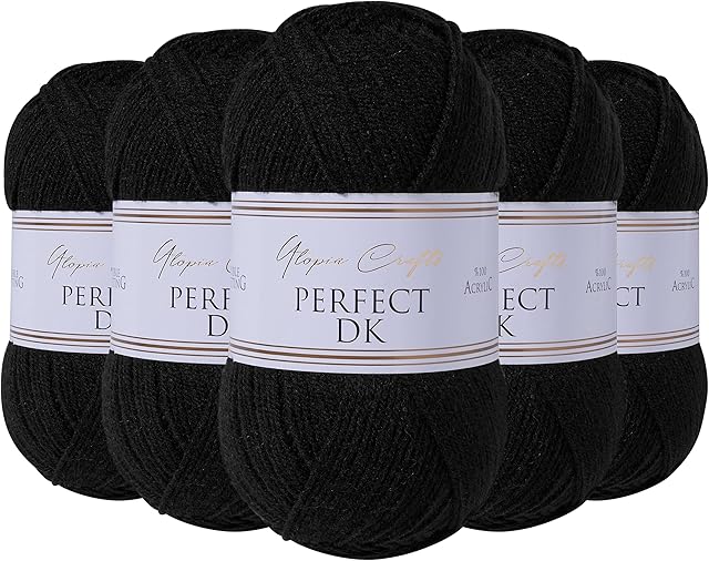 Utopia Crafts DK Double Knitting Yarn, 5X 100g (Black)