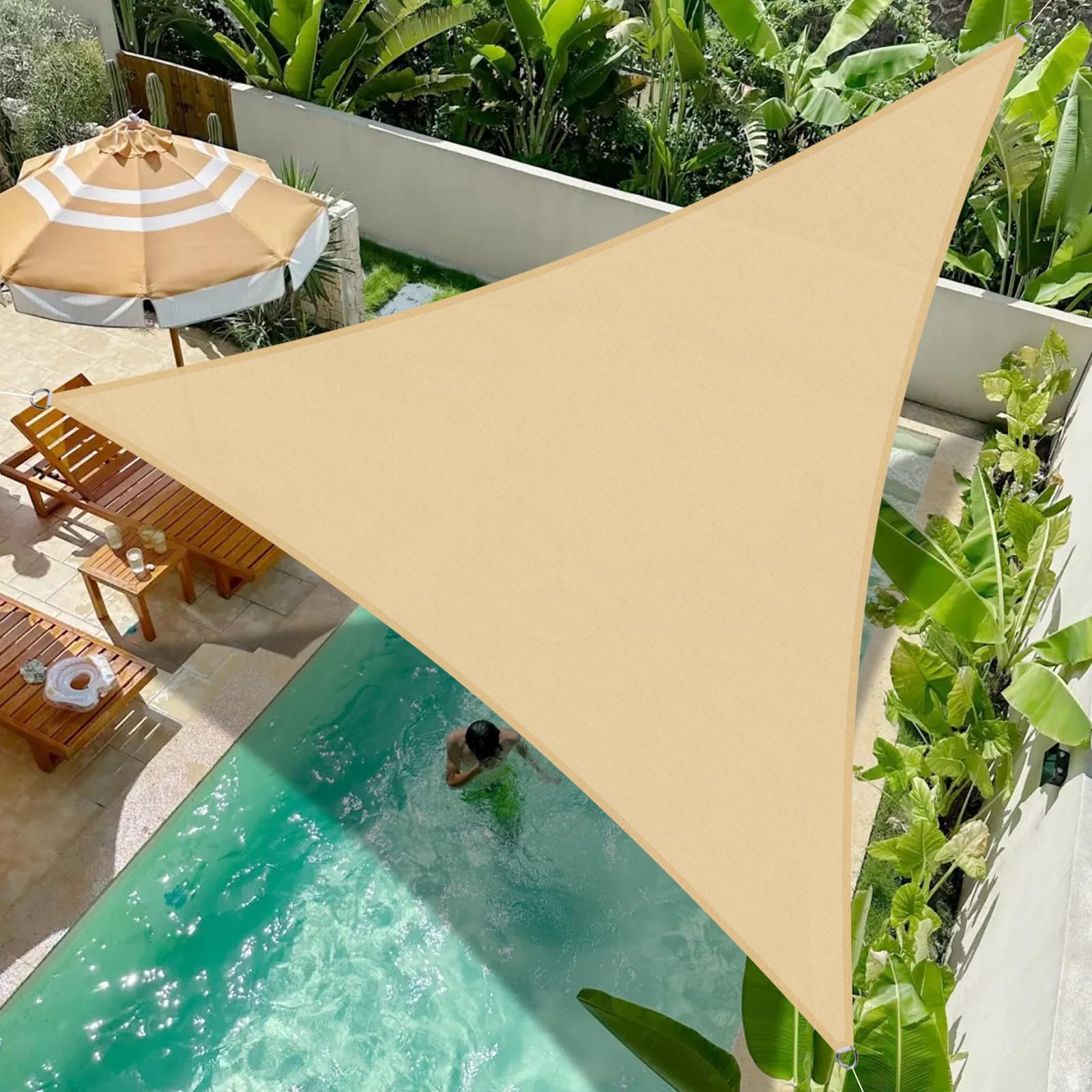 Cool Area Toldo Vela de Sombra Impermeable Rectangular 2.5x4m Protección UV PES Toldos para Patio Exterior Jardín Terraza-Arena — view 62