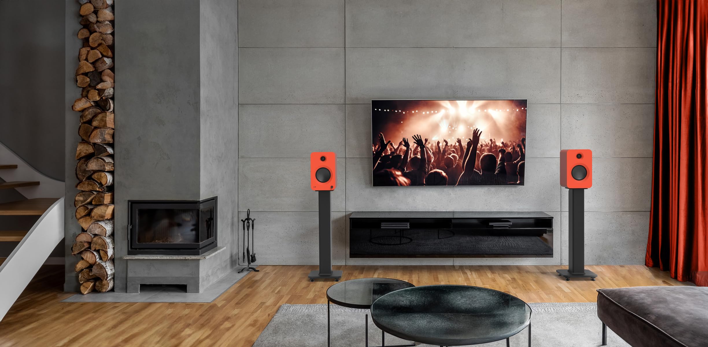 Kanto REN 200W Powered Speaker System with HDMI ARC Input for TV & Home Theater | USB-C and Bluetooth 5.3 | High/Low Pass Filter | Pair | Matte Blue
