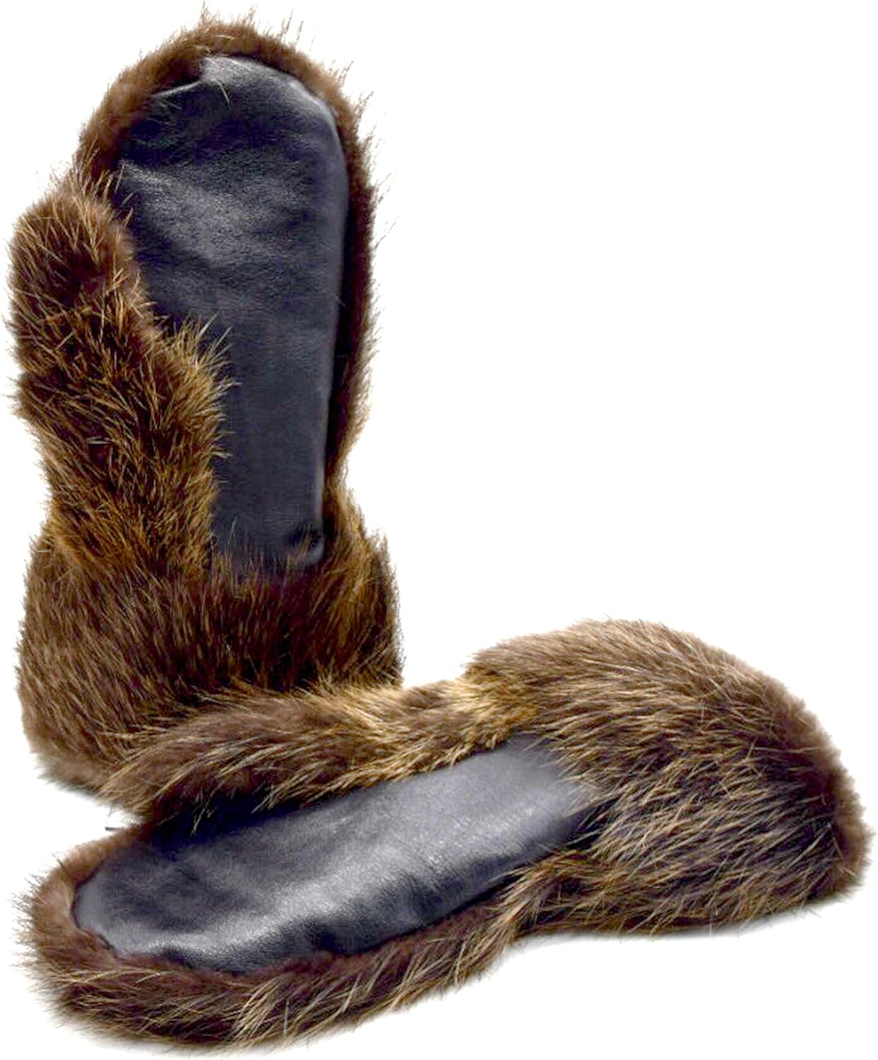 Long Men's Beaver Fur Mittens (XXX-Large) Brown