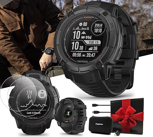 PlayBetter Garmin Instinct 2 (Electric Lime) Caja de regalo de reloj inteligente con GPS resistente, paquete de protector de pantalla de TPU,