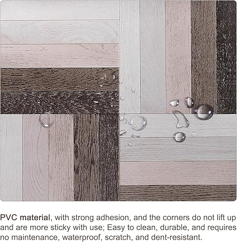 Miniatura 5 de uxcell Adhesivo de pared para despegar y pegar, 10 calcomanías autoadhesivas de grano de madera de 8 x 8 pulgadas, adhesivo mate para pared de