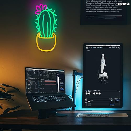 Miniatura 6 de Letrero de neón de cactus en maceta, luz de neón de cactus con una flor, letrero de luz LED, letrero de planta para decoración de plantas de
