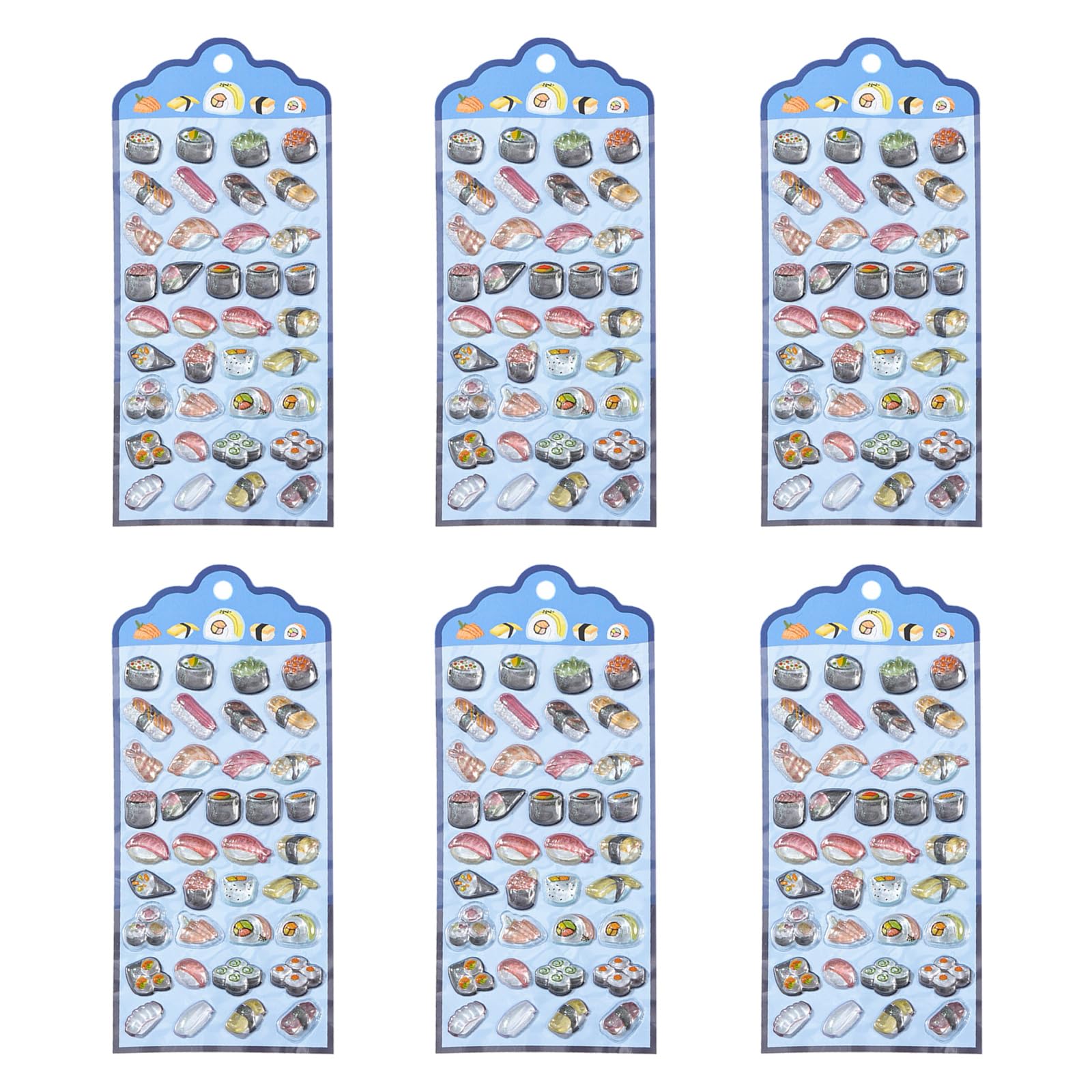 6Sheets Cartoon Sticker Embossed Decorative for Journal Notebook Laptop Phone Cover Scrapbooking Craft Project Childrens