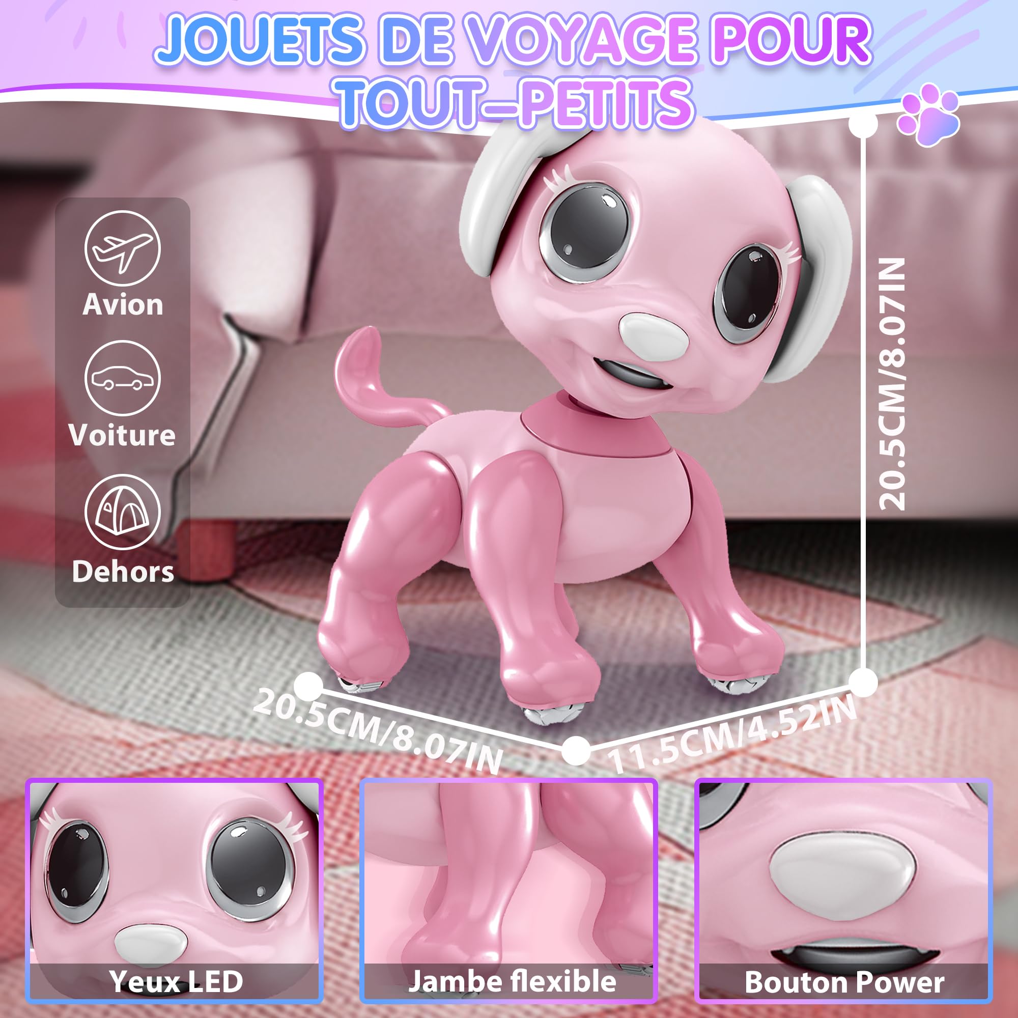 JONRRYIN Robot Chien Télécommandé, Robot Programmable pour Enfants, Jouet Intelligent Robot Pet, Cadeaux Créatifs pour Garçons et Filles 3-12 Ans