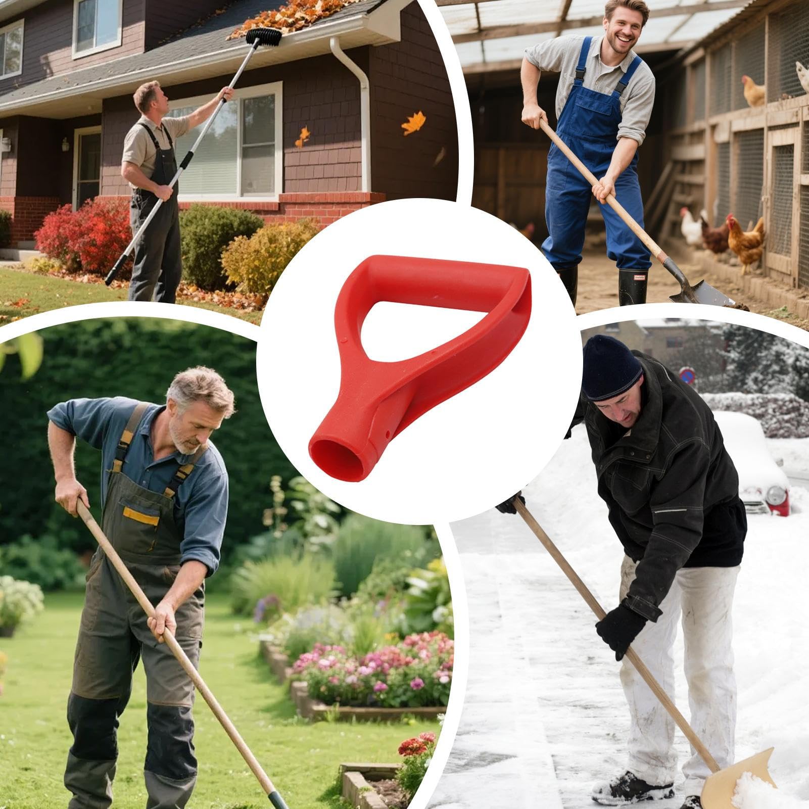 Manico ergonomico con impugnatura a D, manico di ricambio da 45,7 cm per giardinaggio senza lavoro, design robusto e confortevole con vestibilità universale, accessorio da giardino per scavare
