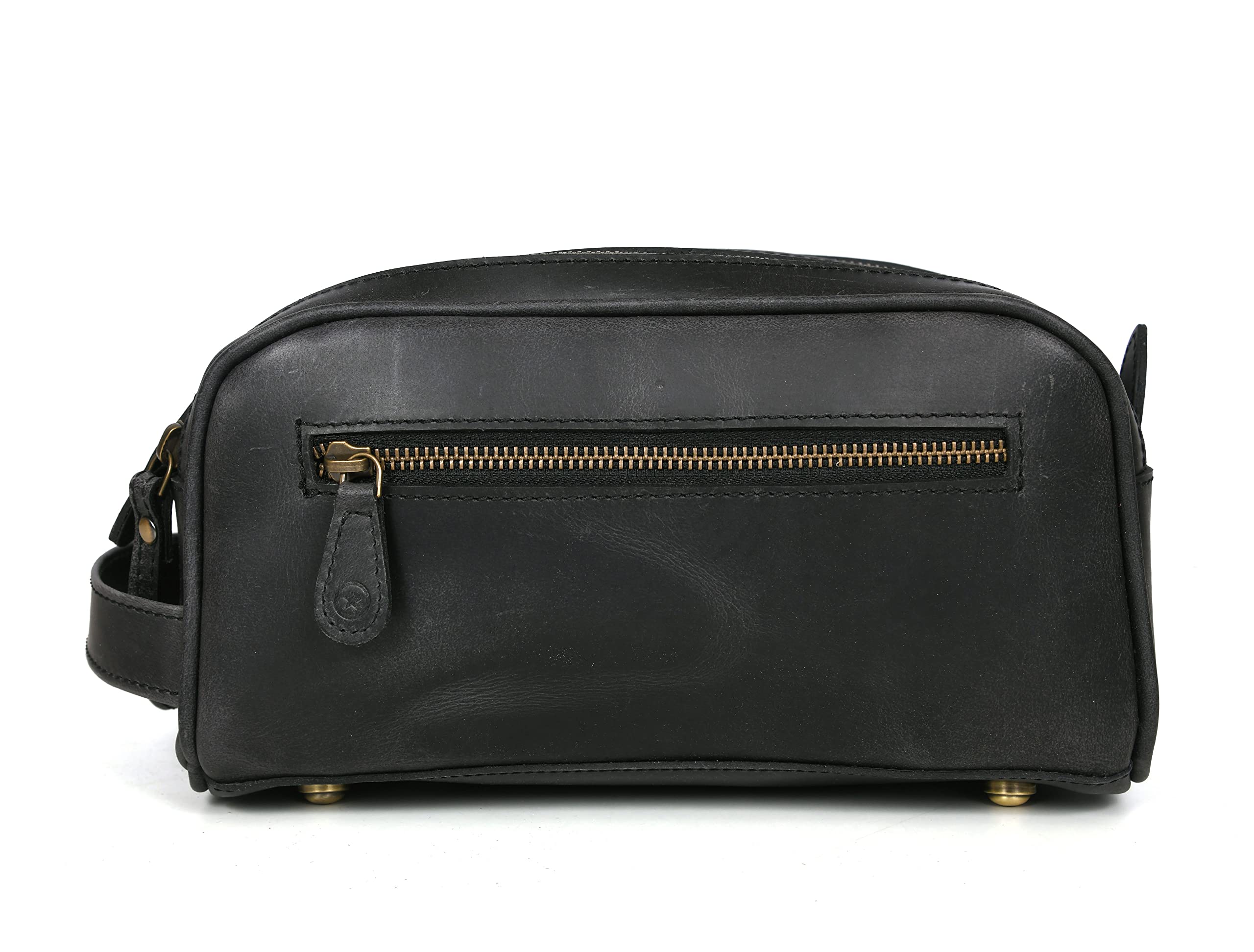 Aaron Leather Goods 10-Inch Genuine Buffalo Leather Toiletry Travel Pouch