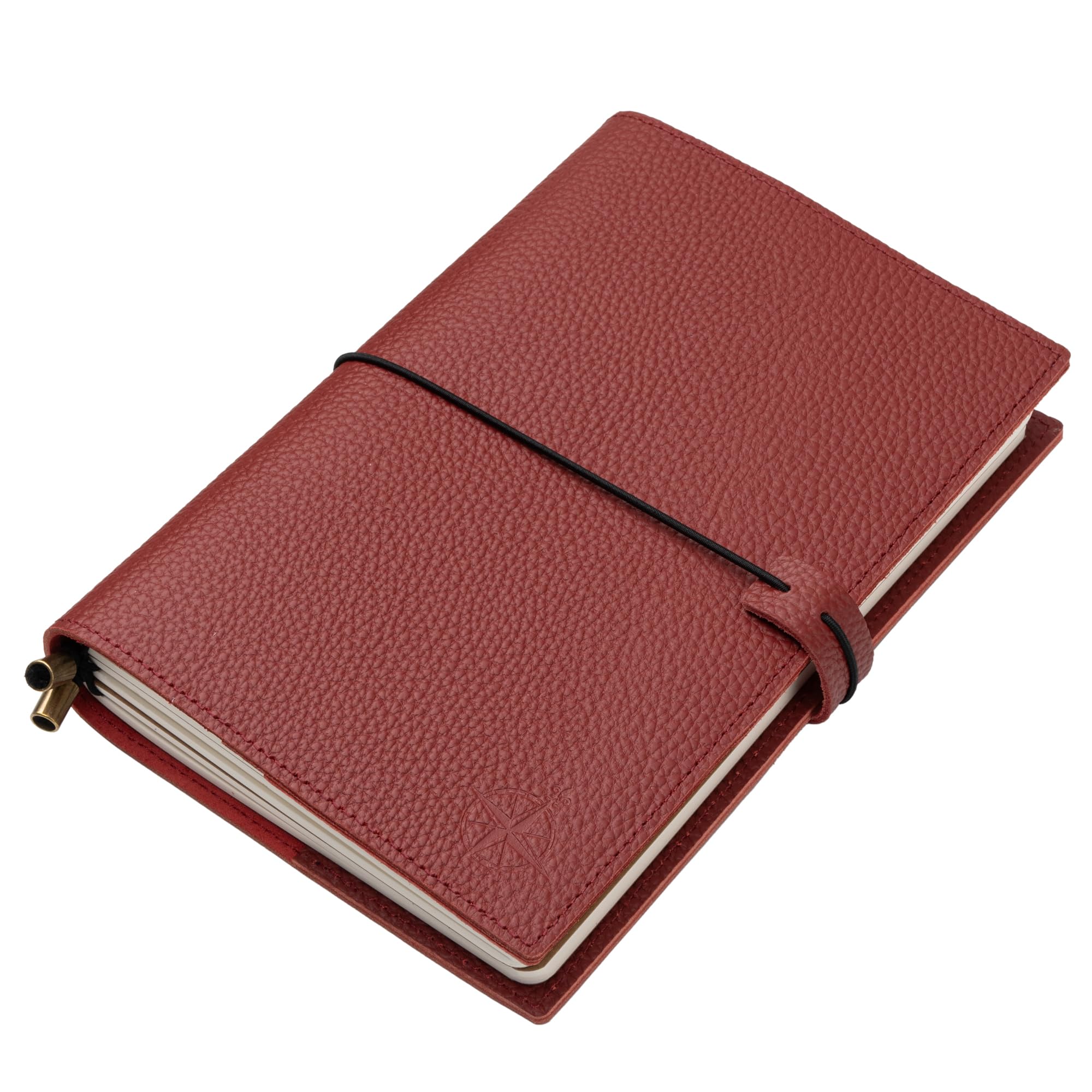 WANDERINGS A5 Travelers Notebook with Pockets - Genuine Leather Journal, 6 x 8.5/15 x 22cm, Refillable Travel Journal to Capture All Life's Adventures, 120 GSM Blank Inserts