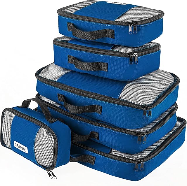 Savisto Packing Cubes - Small, Medium, Large, XL (6-Piece Set) - Midnight Blue
