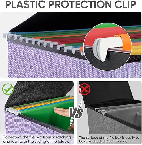 Miniatura 190 de BALEINE - Caja organizadora de archivos con tapa, organizador de carpetas plegable con riel de plástico, caja para carpetas colgantes para Gris