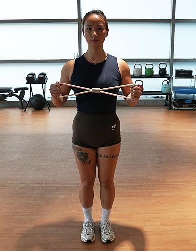 Miniatura 2 de Figura 8 banda de resistencia con asas acolchadas ideal para estiramiento, ejercicio, entrenamiento de fitness, yoga, pesas de resistencia de 15