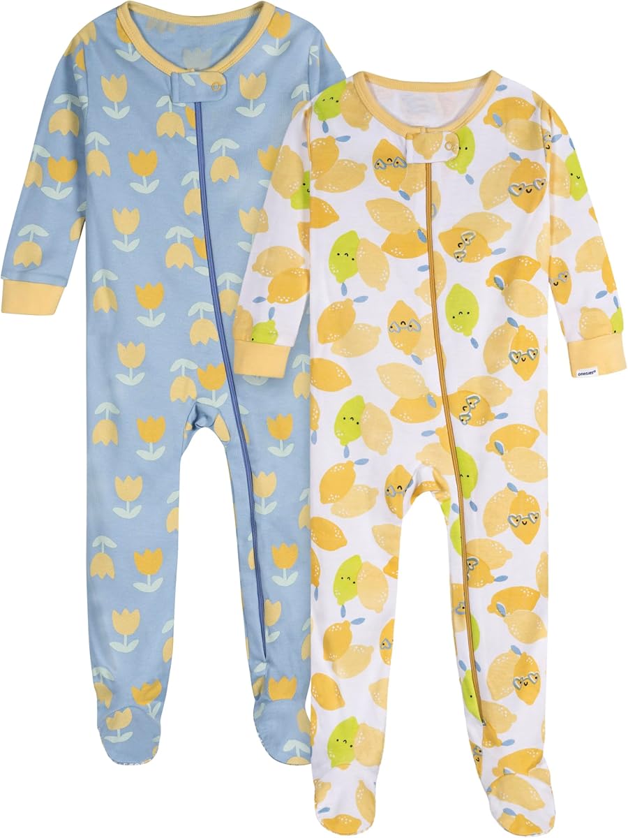 Onesies Brand Baby Girls 2-Pack Footed Pajamas