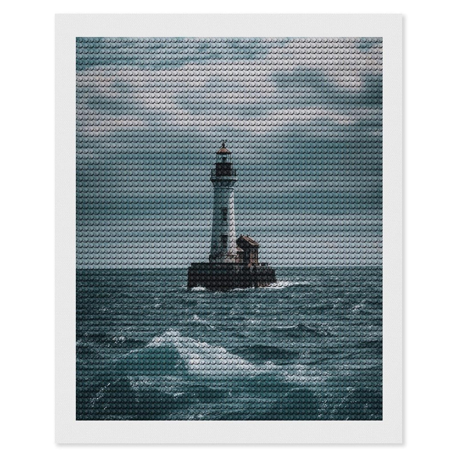 VstaDank Lighthouse Ocean Diamond Painting Kits Exquisite DIY Full Round Drill Diamond Dots Painting for Adults Beginner Diamond Photo Paint with Diamond Picture Art Wall Decor 16"x20"