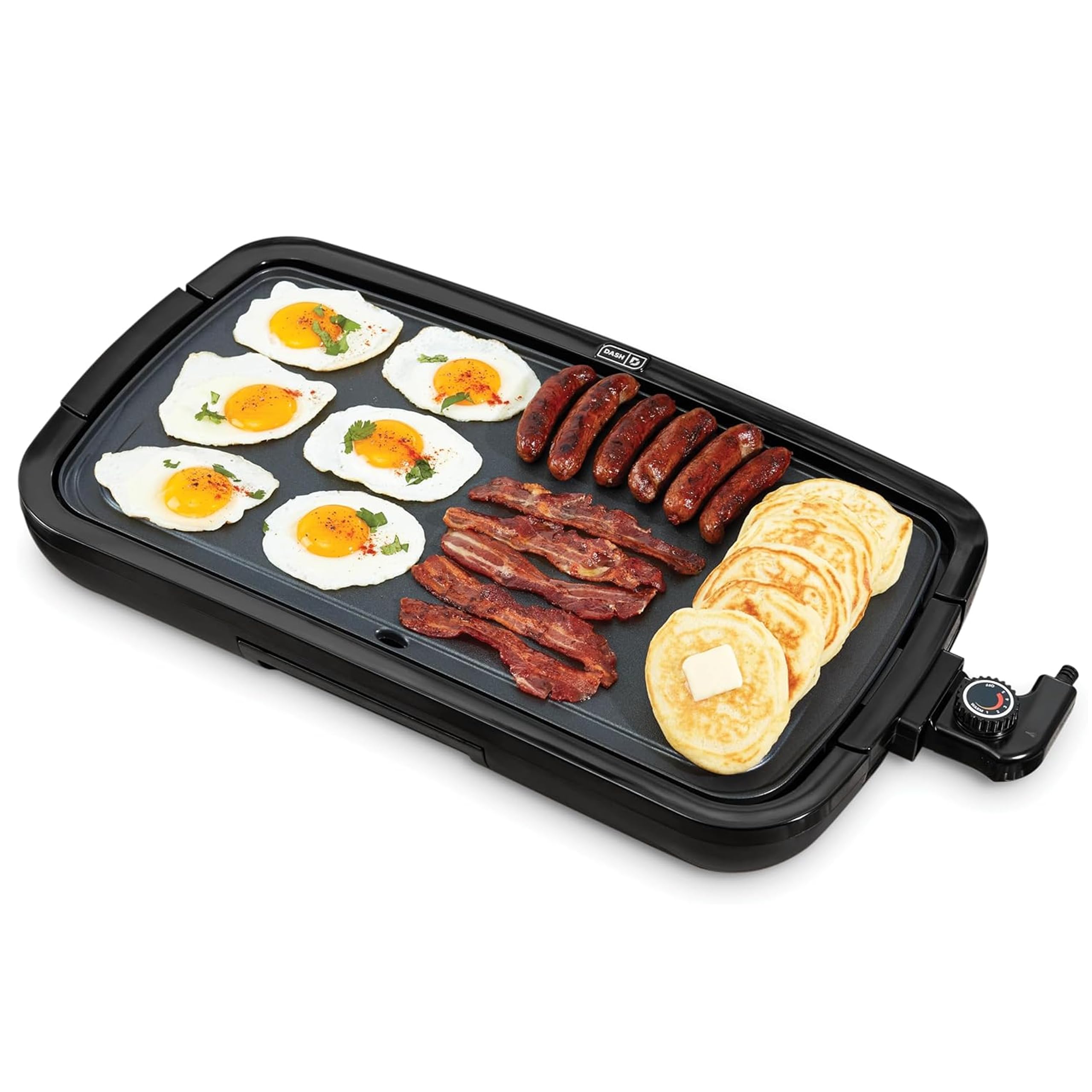 DASH Deluxe Everyday Electric Griddle with Dishwasher Safe Removable Nonstick Cooking Plate for Pancakes, Burgers, Eggs and more, Includes Drip Tray + Recipe Book, 20” x 10.5”, 1500-Watt - Black