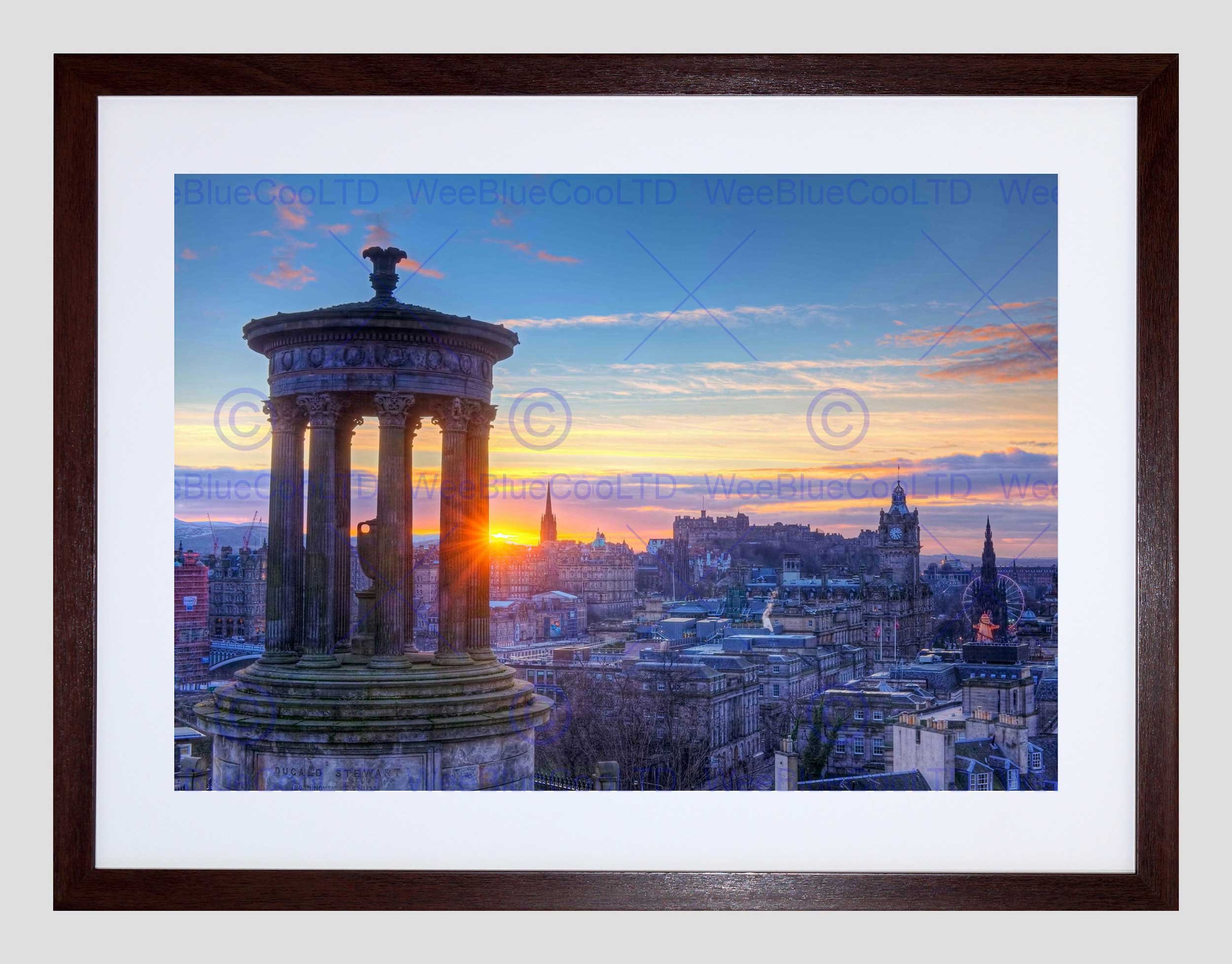 Wee Blue Coo Dt Calton Hill Edinburgh Sunset Art Picture Framed Wall Art Print
