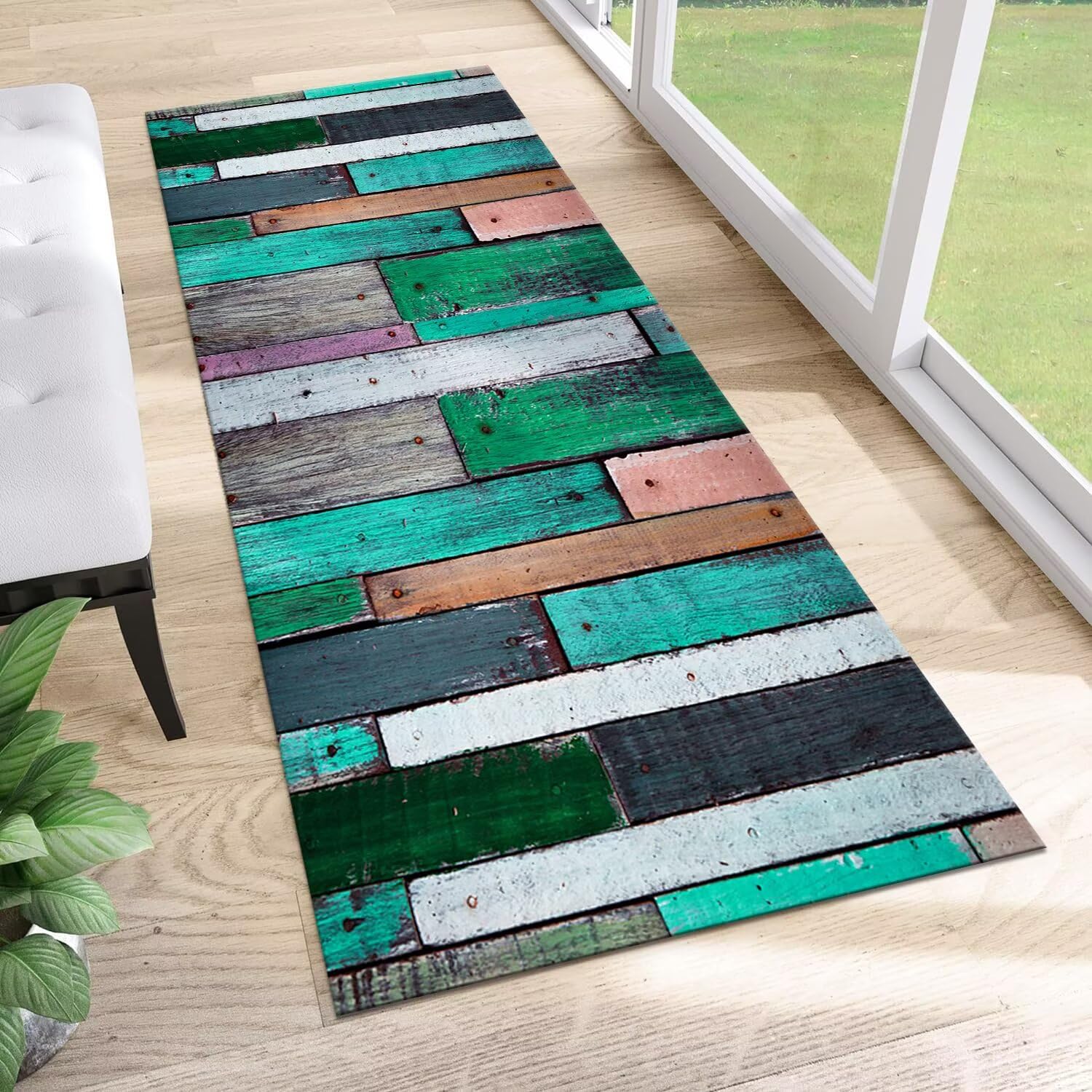 Teppich Läufer Flur Küche rutschfest Mehrfarbig Modern Teppichläufer Kücheläufer Waschbar 120X400CM Meterware Küchenteppich Flurteppich für Wohnraum Schlafzimmer Kinderzimmer Schmutzfangläufer