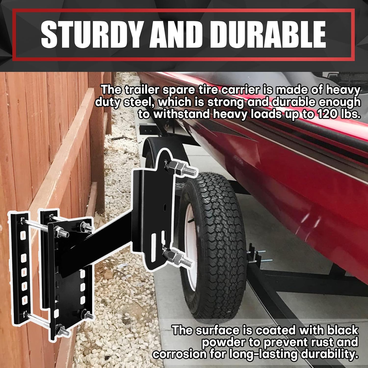 VIAGL Spare Tire Mount, Spare Tire Rack, Spare Tire Carrier Tire Holder, Utility Trailer Spare Tire Mount Fit for 4 & 5 & 6 Lugs Trailer Wheels on 4", 4.5'', 4.75'', 5'' and 5.5'' Bolt Patterns, Black : Automotive