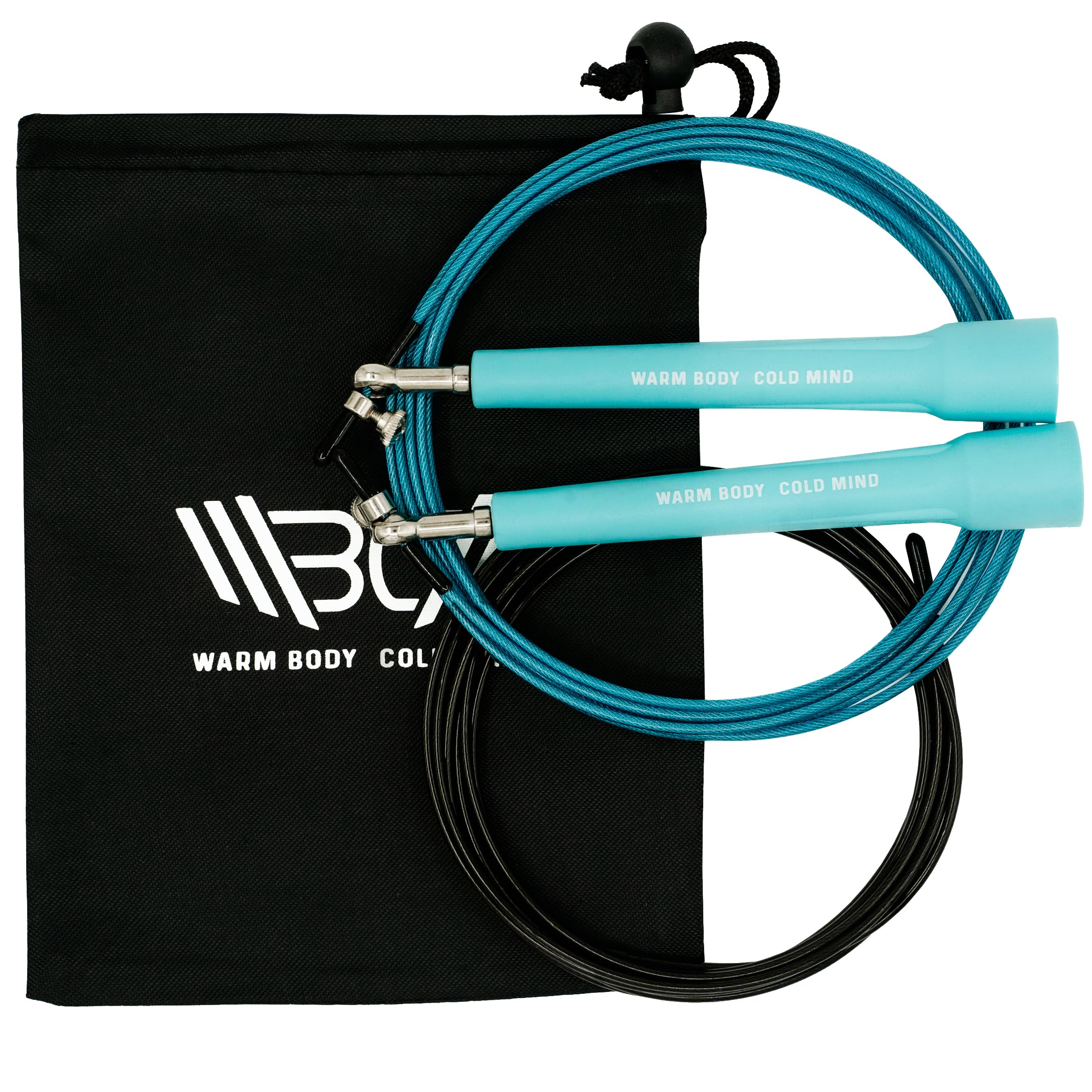 WARM BODY COLD MIND Adjustable Jump Rope For Men and Women, Speed Jump Rope, Skipping Rope for Weightlifting, Boxing, Gym, Outdoor or Indoor Sport, Fitness (Aqua Blue)
