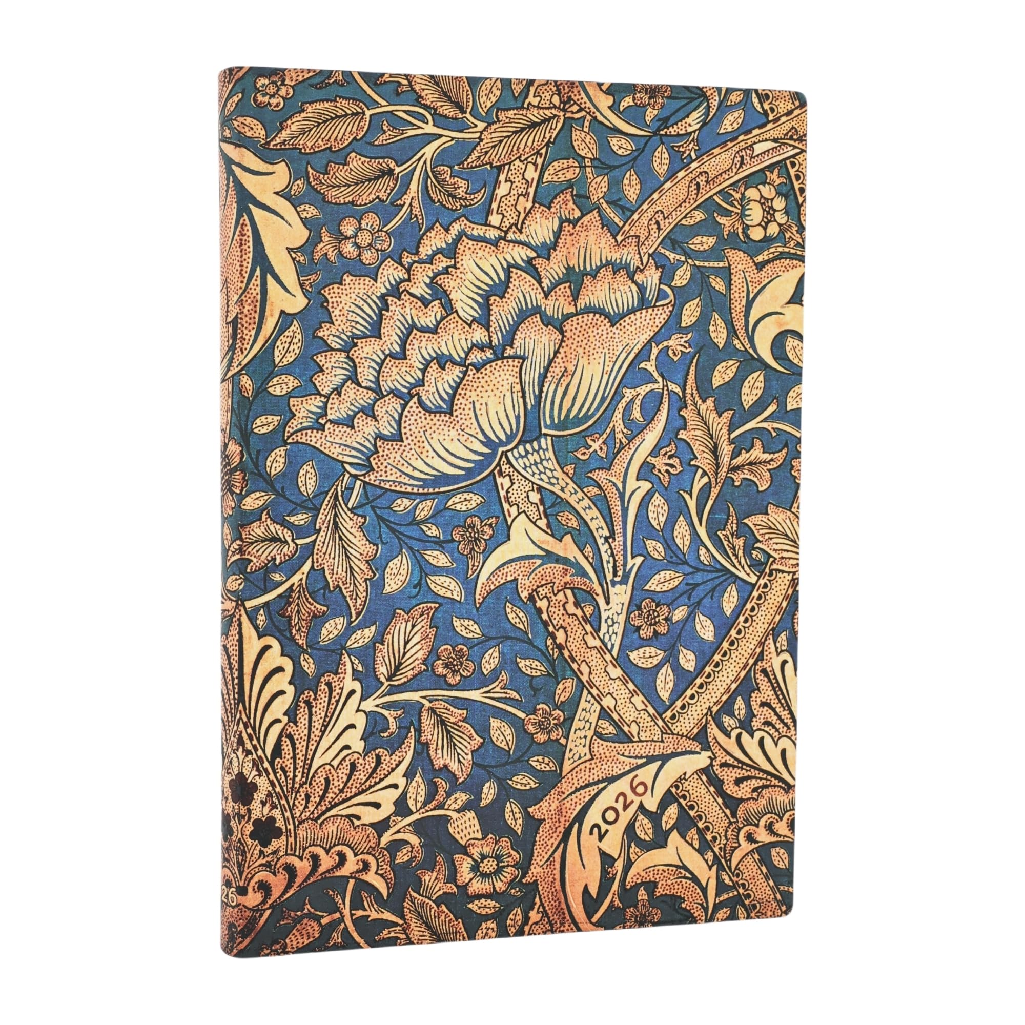 2026 Morris Windrush (William Morris) Midi 12-month Vertical Softcover Flexi Dayplanner 2026 (Elastic Band Closure)