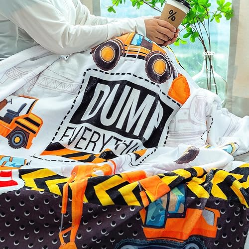 Miniatura 4 de Manta de franela para camión, manta suave y mullida para vehículos de construcción, para cama, sofá, decoración de sofá, 50 x 60 pulgadas, apta