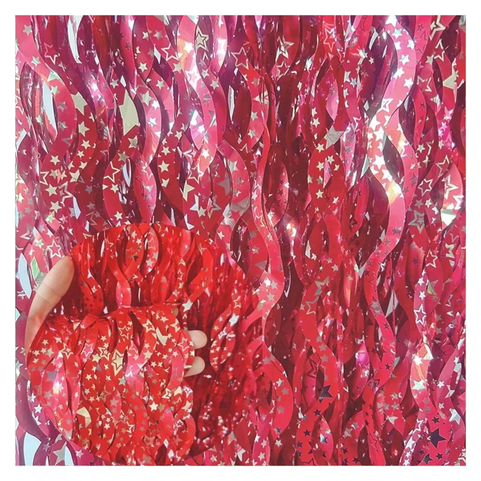Rideau Métallique Tinsel Lot de 5 Rideaux à Franges ondulés en Feuille de guirlandes 1 x 2 m, Rideau de Fond Mural Scintillant for décoration de Mariage, d'anniversaire, de Noël(Purple)