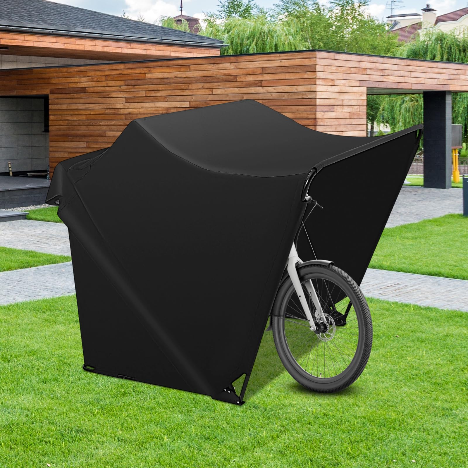 Tienda de campaña para moto, garaje, 270 x 105 x 155 cm, resistente al agua | Marco de acero resistente y tela Oxford, color negro, plegable, para motocicletas, scooters y bicicletas, montaje rápido