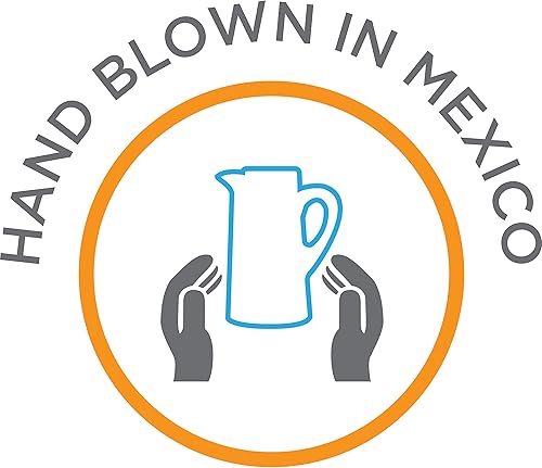 Miniatura 8 de Libbey Cabos - Jarra grande de vidrio, jarra de agua de vidrio hecha a mano de 90 onzas con boquilla y mango azul, jarra de agua inspirada en los