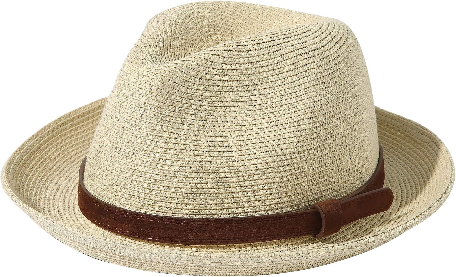 LanzomMen Women Straw Foldable Roll up Hat Fine Braid Fedora Summer Beach Sun Hat