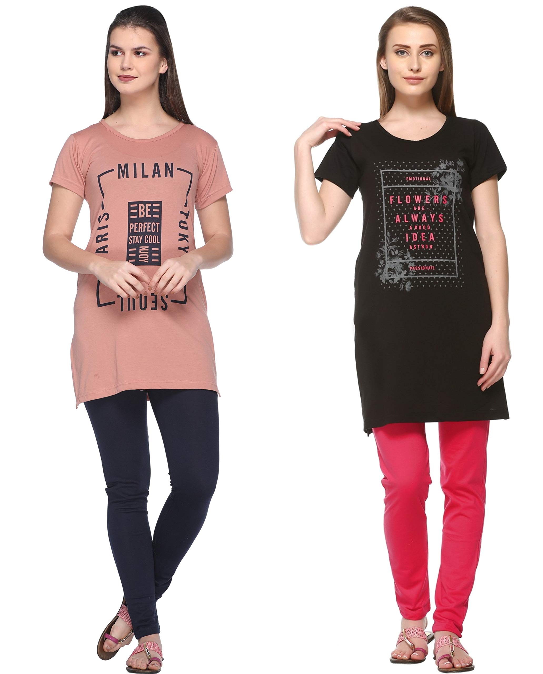 In Love Long Casual Medium Sleeves Tshirts for Women (Combo) (Deep Black :: English Brown) (XXXX-Large-48) - Image 5 thumbnail