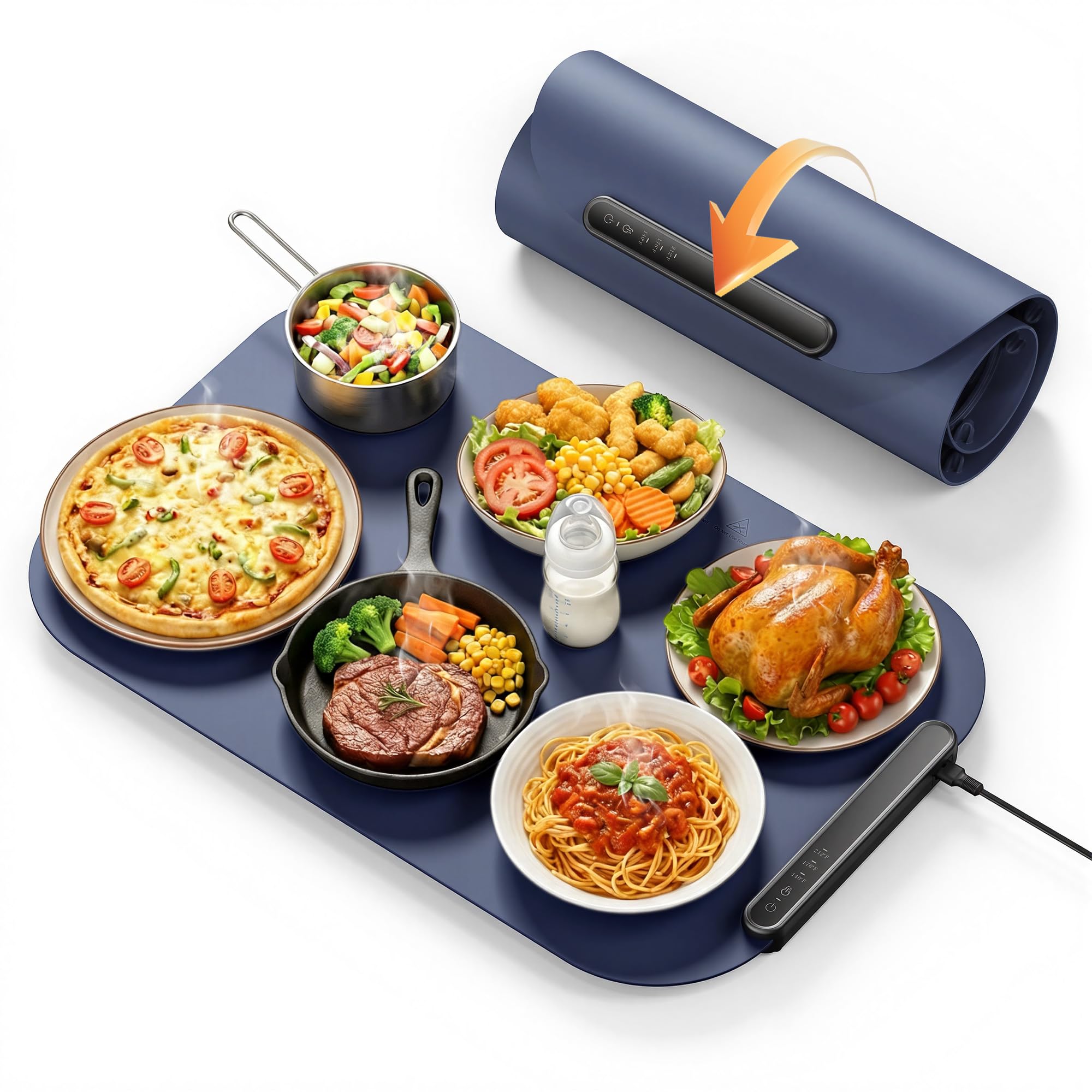 Food Warmer Mat 61x40 cm, 3-Level Temperature Warming Mat for Food - Electric Hot Plate for Keeping Food Warm, Warming Trays for Buffets, Food Warmers for the Table, Home, Parties & Thanksgiving