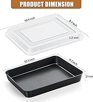Vista 2 de E-far Bandeja para hornear con tapa, 10.5 x 8.3 x 2 pulgadas, antiadherente, rectangular, de acero inoxidable, para horno tostador, utensilios