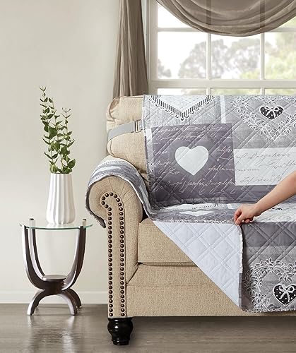 Miniatura 10 de Brilliant Sunshine - Protector de sofá reversible acolchado con diseño de patchwork y bordado, capasrelleno suave, correa elástica de 2, lavable a