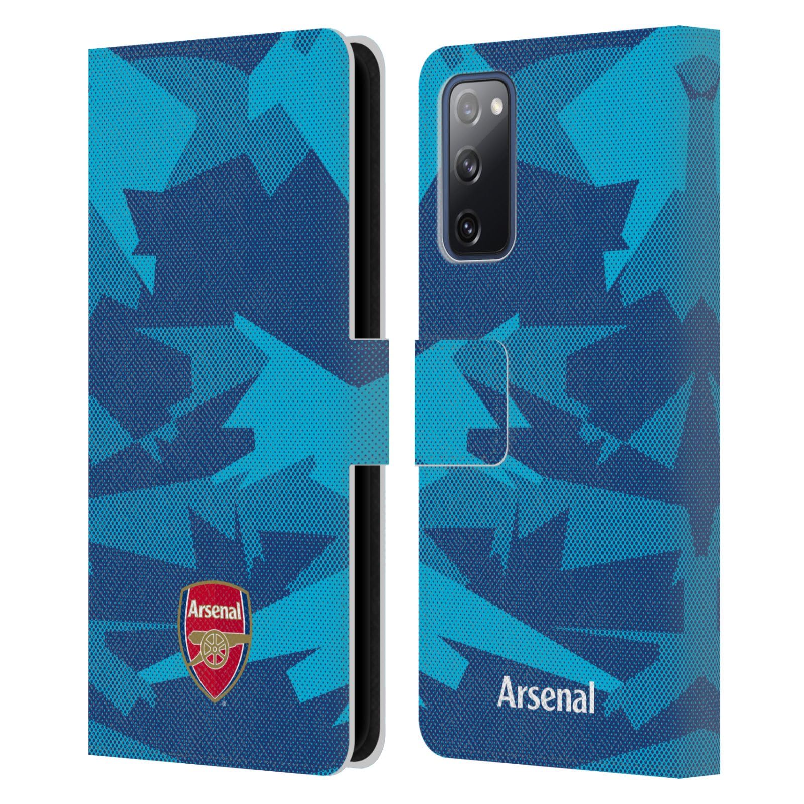 Head Case Designs Officially Licensed Arsenal FC Geometric Blue Crest and Gunners Logo Leather Wallet Case Compatible With Samsung Galaxy S20 FE / 5G
