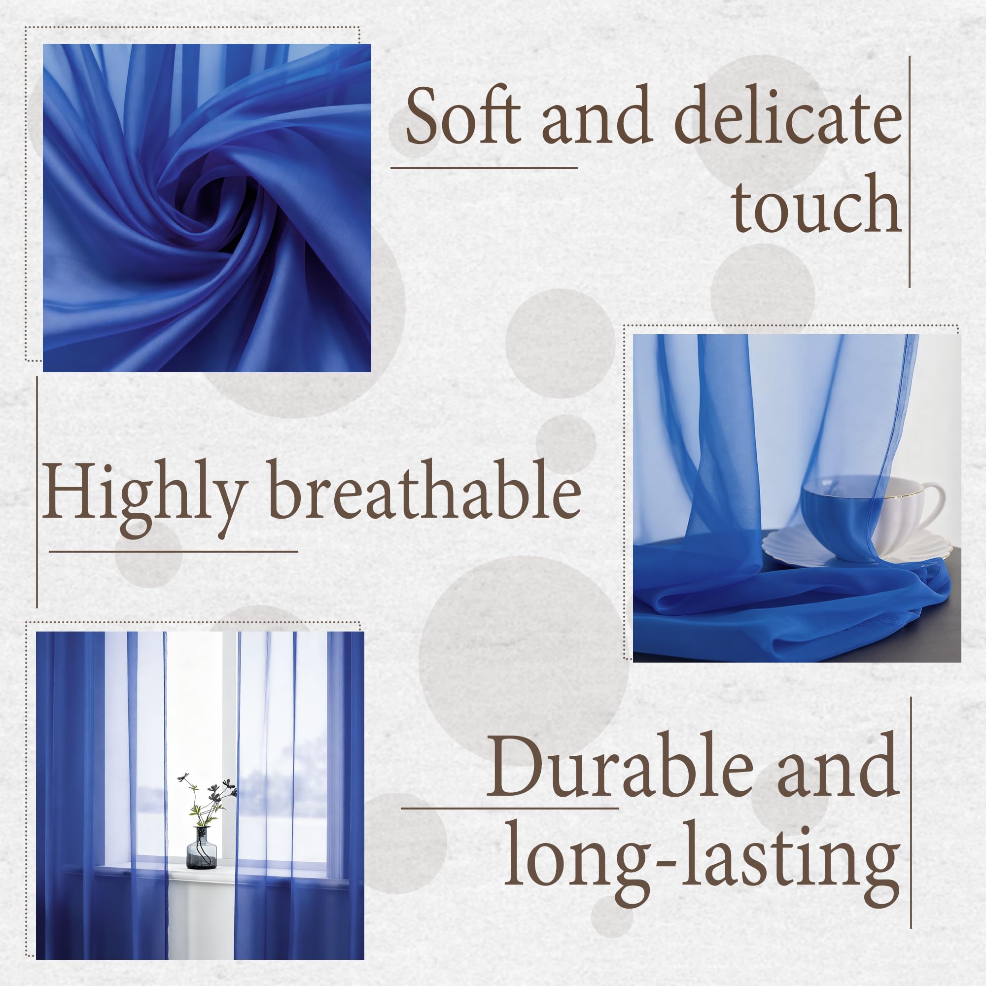 Cortina Translúcida Ventana 140 x 270 cm con Ojales Visillos Salón Decorativos para Ventanas de Habitacion Infantiles Niños, Azul Oscuro