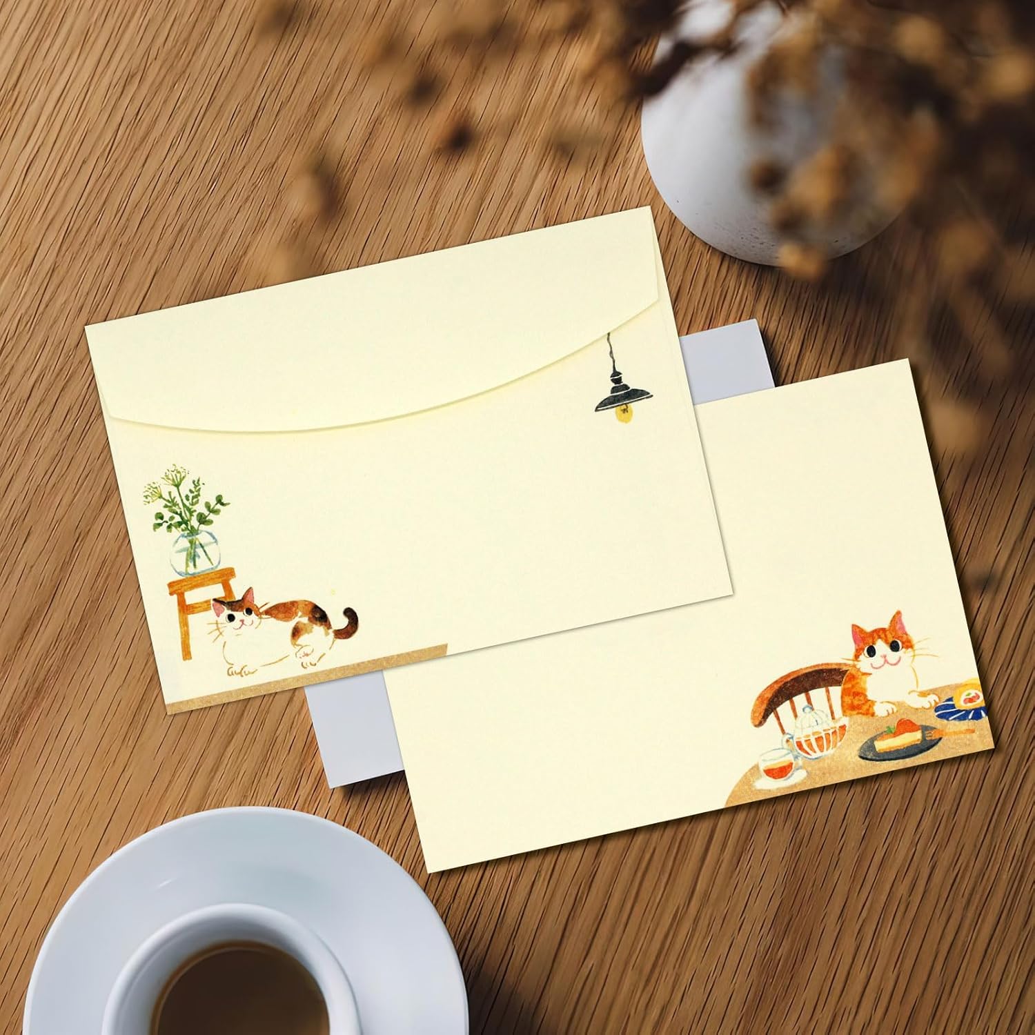 36 PCS Writing Paper and Envelopes Set, Warm Cute Cat Themed Stationary Set Design for Invitations Gift Decorations Holiday Party, 24 Lined Stationery Paper with 12 Envelops image 6 of 7 B0D8FQN7YY