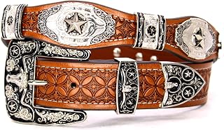 Men’s Western Concho Belt - Genuine Leather Rodeo Cowboy Belt