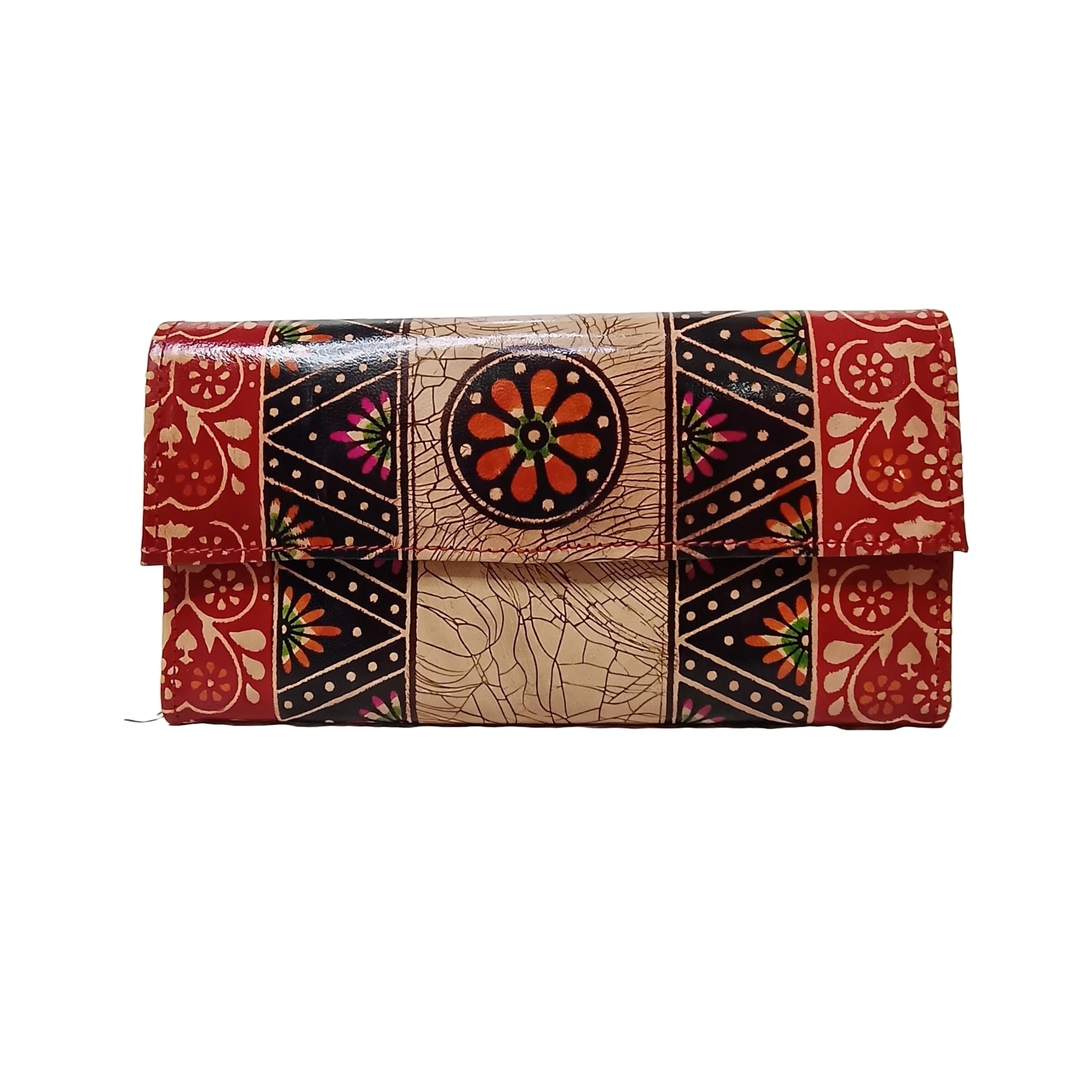 chitrahar Shantiniketan Genuine leather large size hand pursewith batik design for women-picture-55