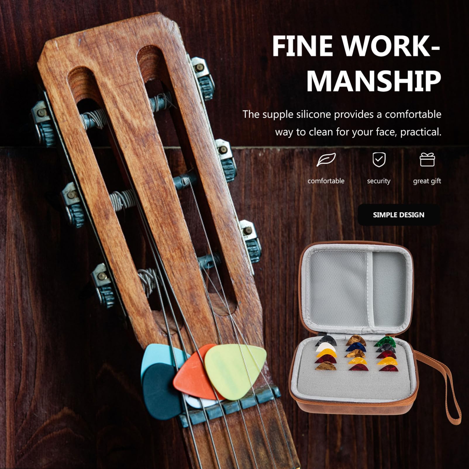 VICASKY 3juegos Púas De Guitarra Multipropósito Con Estuche De Almacenamiento Set De Púas De Aleatorios Accesorio Práctico Para Guitarra y Ukelele